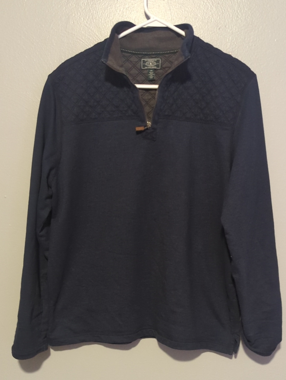 G H Bass & Co. Brand Quilted Quarter Zip Sweater In Navy Blue Large L